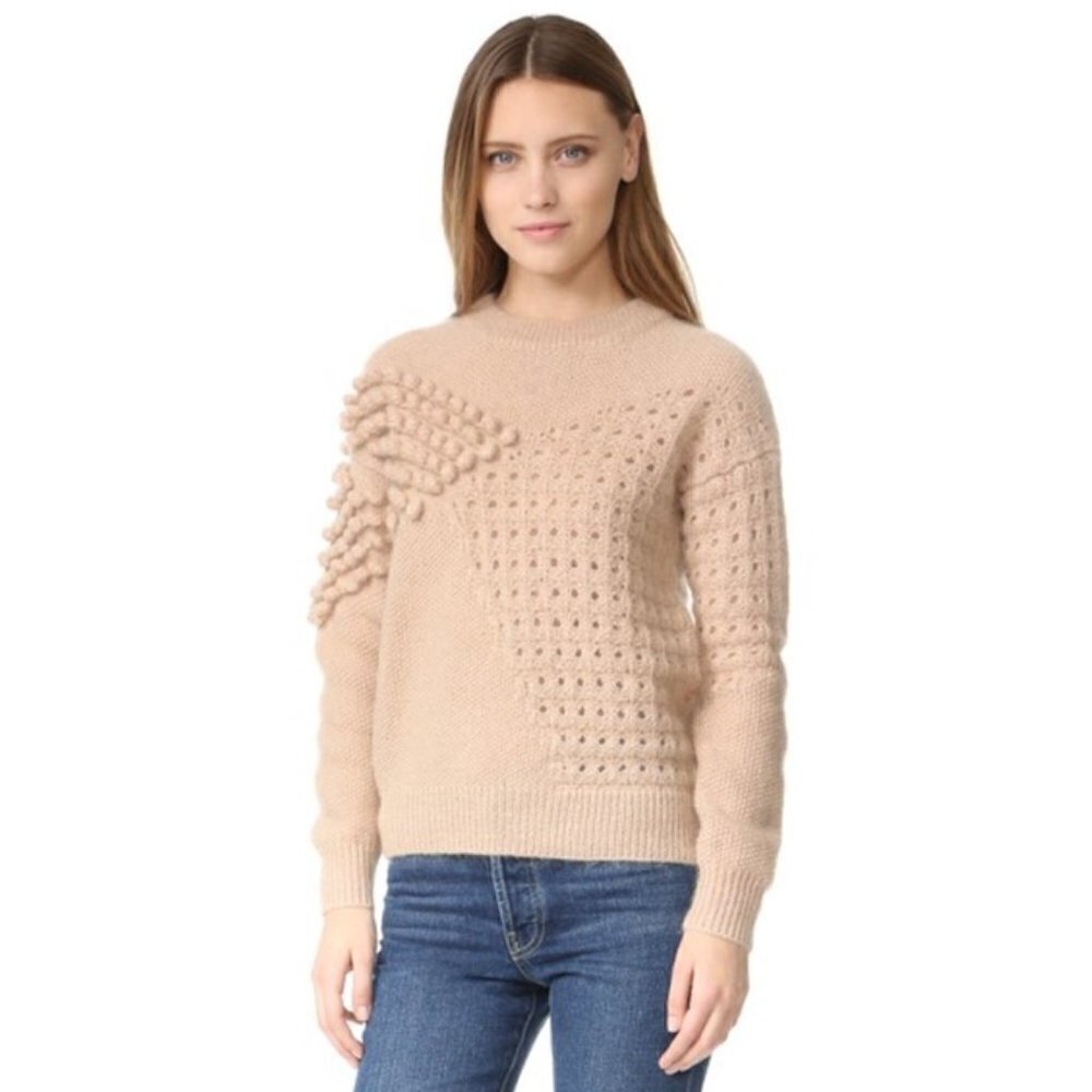 Intropia Textured Sweater in Nude - Mohair  / Wool Blend with Bobbles